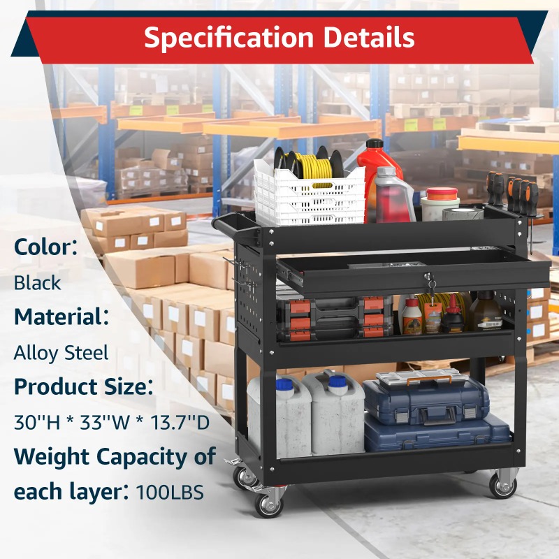 3-Tier Rolling Tool Cart Heavy - đánh giá và giá Workshop Garage Tools Manufacturer